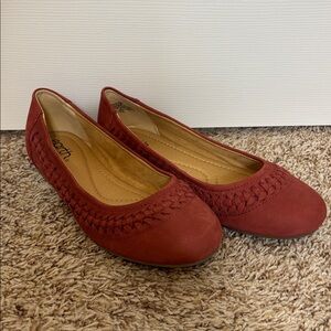 Earth Jett Woven Round Toe Slip-on Rust Suede Ballet Flats Women's 9W